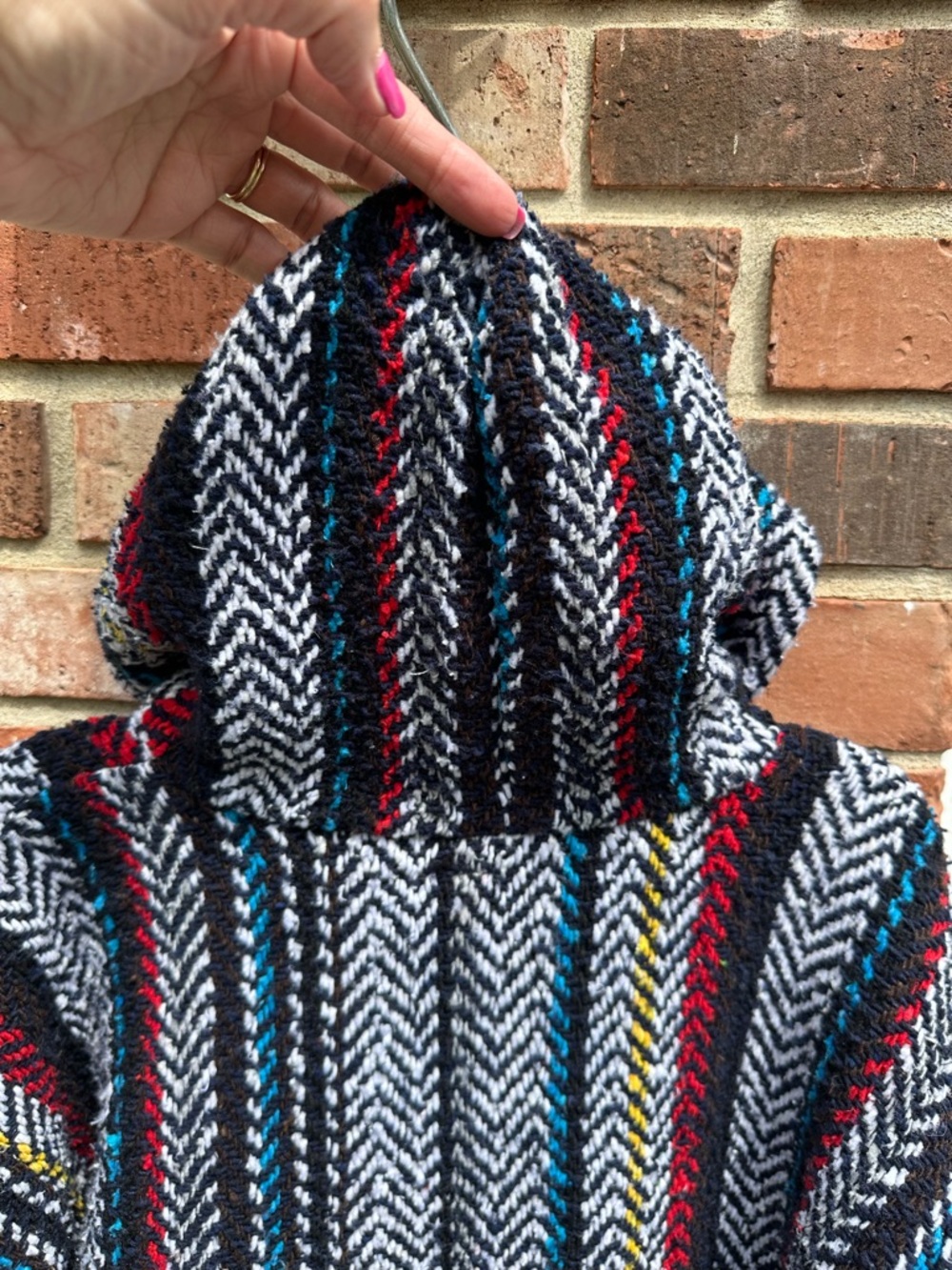 Grateful Dead Baja Hoodie Skull Roses Drug Rug Poncho Sweater Size S Multicolor - Picture 6 of 8